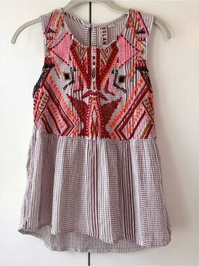 DOLAN Anthropologie Embroidered Sleeveless Top Size Small